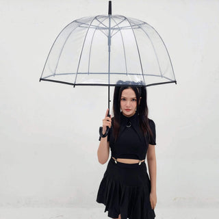 Clear / Black Weatherproof Bubble Dome Umbrella