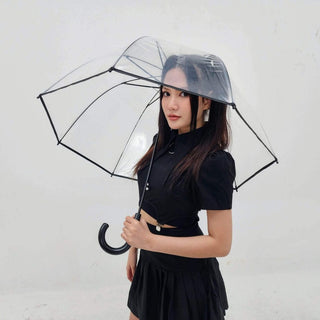 Clear / Black Weatherproof Bubble Dome Umbrella